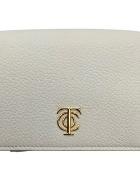 TIFFANY WHITE / PURPLE / PINK PEBBLED LEATHER CARD HOLDER WALLET WITH GOLD LOGO
